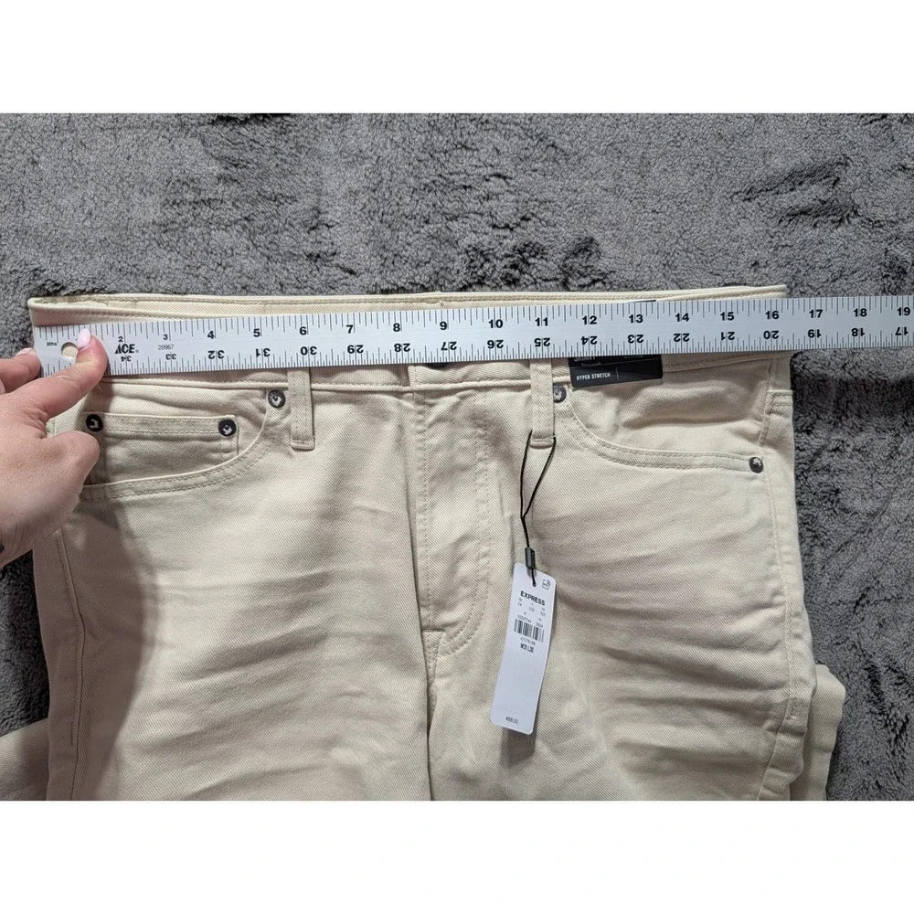 Express Skinny Hyper Stretch Jeans Men's Size 31x30 Cream MSRP $88